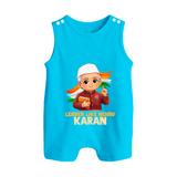 Leader Like Nehru Personalized Button Romper - SKY BLUE - New Born (Chest 18")