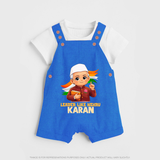 Leader Like Nehru Personalized Dungaree - COBALT BLUE - 0 - 5 Months Old (Chest 18")