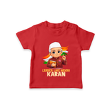 Leader Like Nehru Personalized Kid T-shirt - RED - 0-5 Months Old (Chest 17")