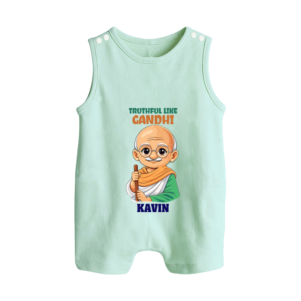 Truthful Like Gandhi Personalized Button Romper - MINT GREEN - New Born (Chest 18")