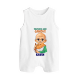 Truthful Like Gandhi Personalized Button Romper - WHITE - New Born (Chest 18")
