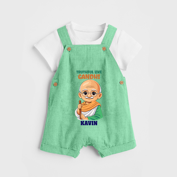Truthful Like Gandhi Personalized Dungaree - GREEN - 0 - 5 Months Old (Chest 18")