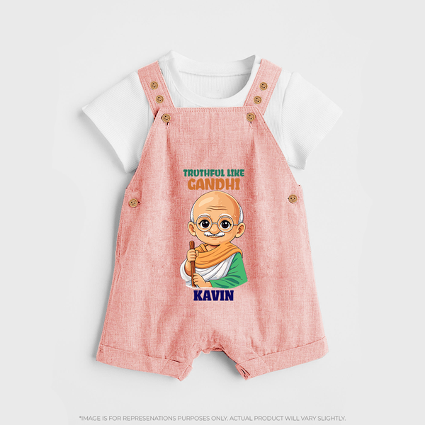Truthful Like Gandhi Personalized Dungaree - PEACH - 0 - 5 Months Old (Chest 18")