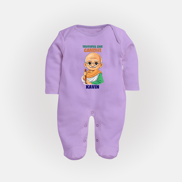 Truthful Like Gandhi Personalized Fullbody suit - LILAC - New Born (Chest 7.5")