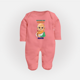 Truthful Like Gandhi Personalized Fullbody suit - PEACH - New Born (Chest 7.5")