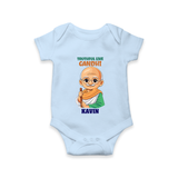 Truthful Like Gandhi Personalized Baby Romper - BABY BLUE - New Born (Chest 14")