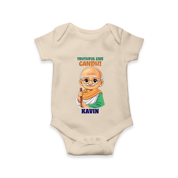 Truthful Like Gandhi Personalized Baby Romper - IVORY - New Born (Chest 14")