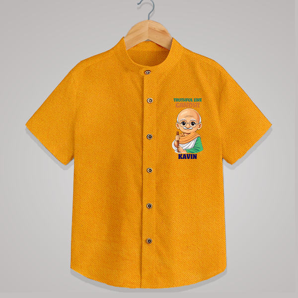 Truthful Like Gandhi Personalized Shirt - CHROME YELLOW - 0 - 6 Months Old (Chest 23")