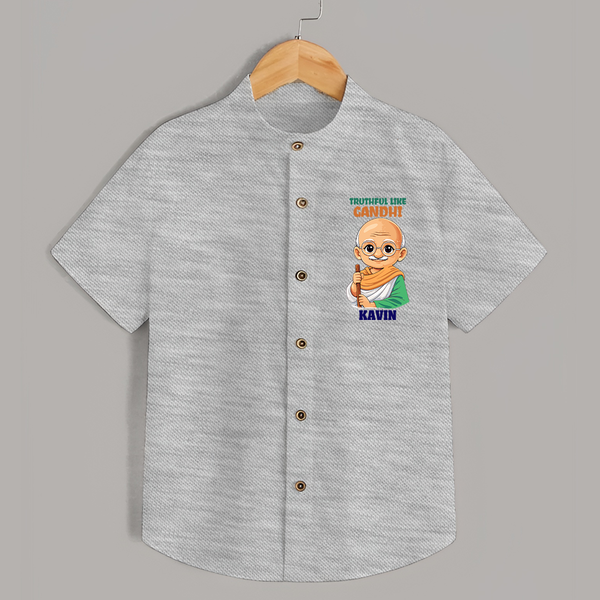 Truthful Like Gandhi Personalized Shirt - GREY - 0 - 6 Months Old (Chest 23")