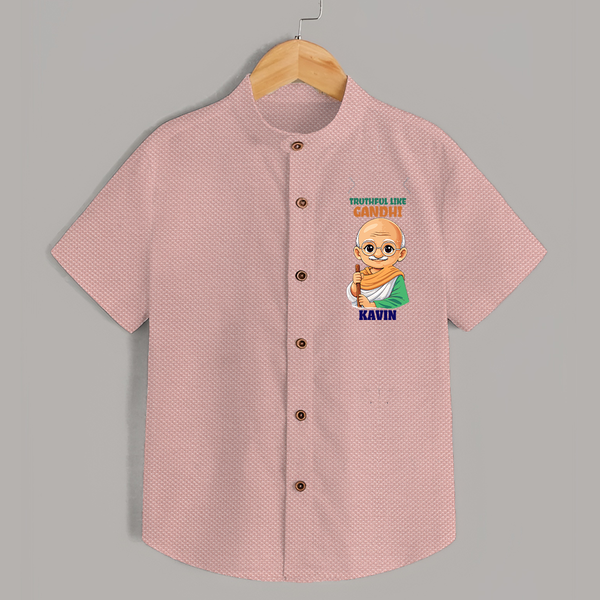 Truthful Like Gandhi Personalized Shirt - PEACH - 0 - 6 Months Old (Chest 23")