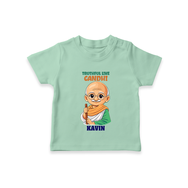 Truthful Like Gandhi Personalized Kid T-shirt - MINT GREEN - 0-5 Months Old (Chest 17")