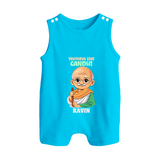 Truthful Like Gandhi Personalized Button Romper - SKY BLUE - New Born (Chest 18")