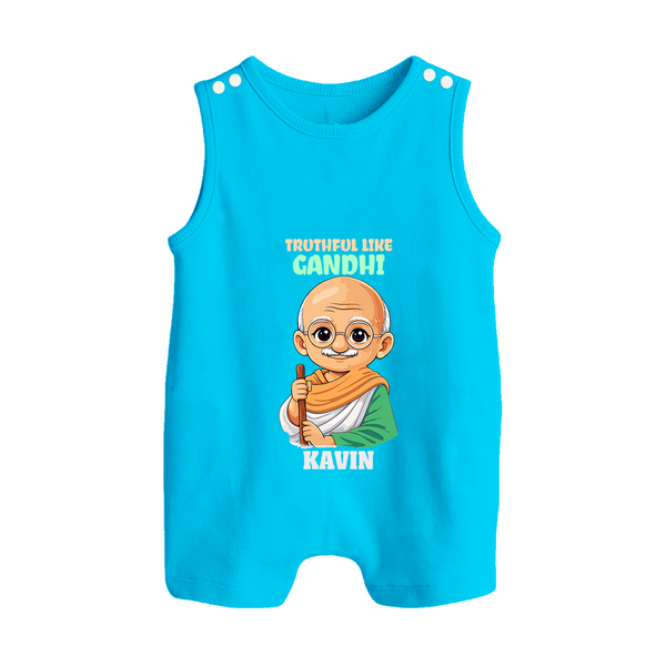 Truthful Like Gandhi Personalized Button Romper - SKY BLUE - New Born (Chest 18")