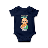 Truthful Like Gandhi Personalized Baby Romper - NAVY BLUE - New Born (Chest 14")