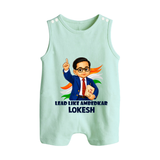 Lead Like Ambedkar Personalized Button Romper - MINT GREEN - New Born (Chest 18")