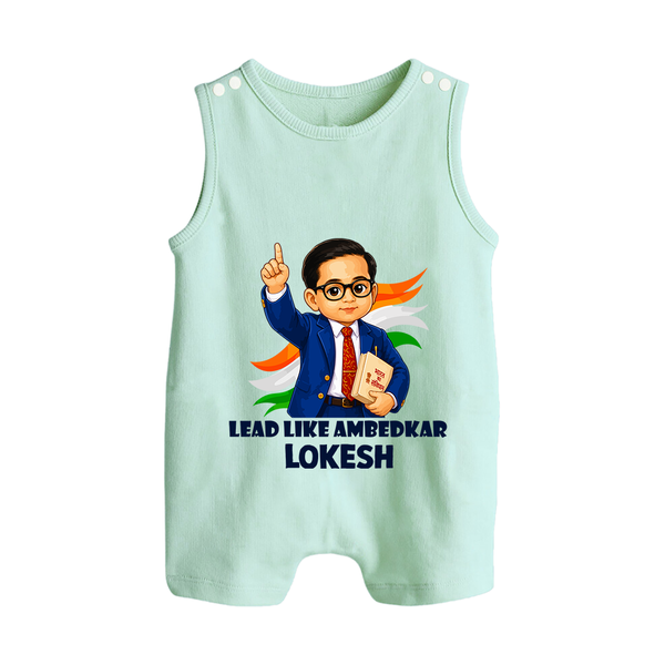 Lead Like Ambedkar Personalized Button Romper - MINT GREEN - New Born (Chest 18")