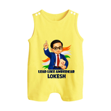 Lead Like Ambedkar Personalized Button Romper - PASTEL YELLOW - New Born (Chest 18")