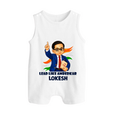 Lead Like Ambedkar Personalized Button Romper - WHITE - New Born (Chest 18")