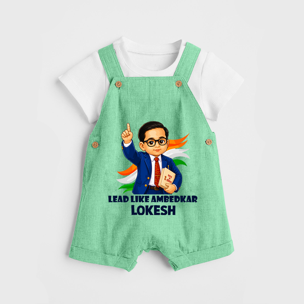 Lead Like Ambedkar Personalized Dungaree - GREEN - 0 - 5 Months Old (Chest 18")