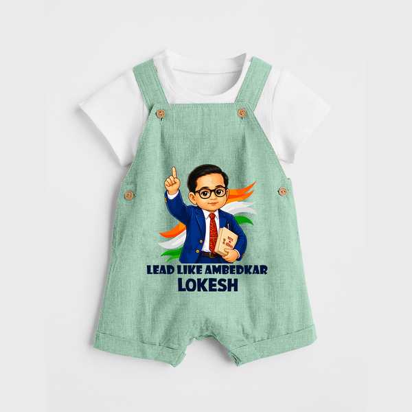 Lead Like Ambedkar Personalized Dungaree - MINT GREEN - 0 - 5 Months Old (Chest 18")