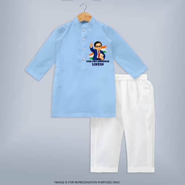 Lead Like Ambedkar Personalized Kurta - BABY BLUE - 3 - 6 Months Old (Chest 24", Kurta Length 14'', Waist 19", Pant Length 14")