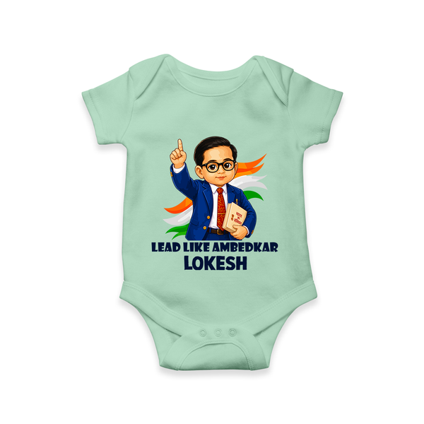 Lead Like Ambedkar Personalized Baby Romper - MINT GREEN - New Born (Chest 14")