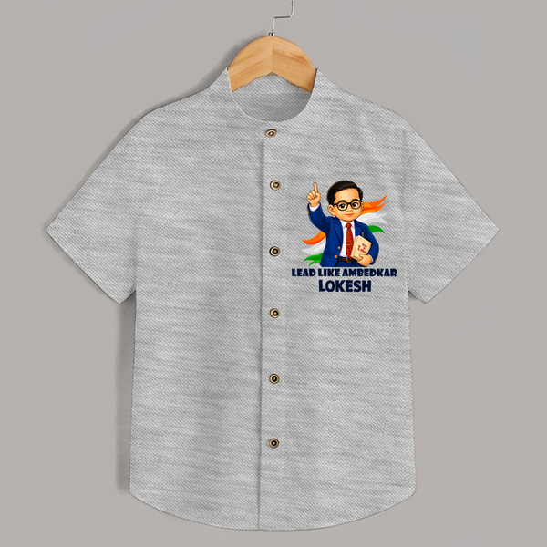 Lead Like Ambedkar Personalized Shirt - GREY - 0 - 6 Months Old (Chest 23")