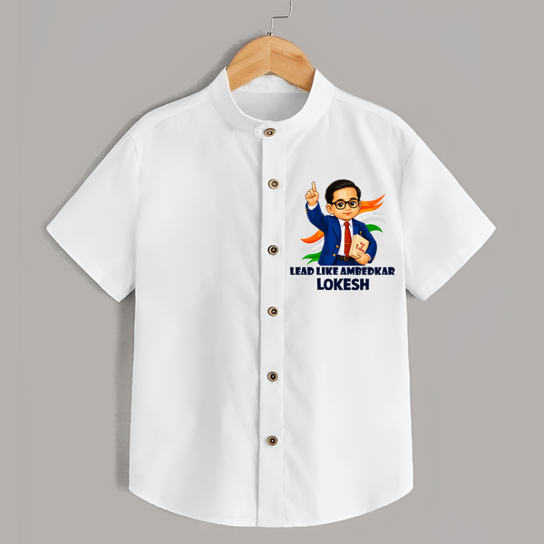 Lead Like Ambedkar Personalized Shirt - WHITE - 0 - 6 Months Old (Chest 23")