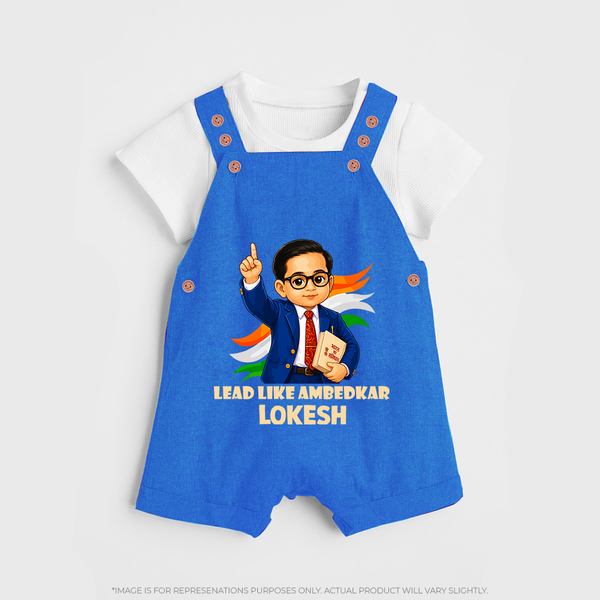 Lead Like Ambedkar Personalized Dungaree - COBALT BLUE - 0 - 5 Months Old (Chest 18")