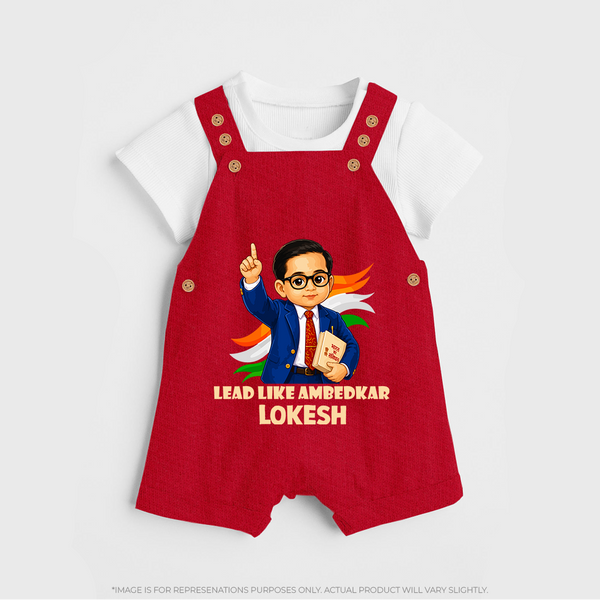 Lead Like Ambedkar Personalized Dungaree - RED - 0 - 5 Months Old (Chest 18")