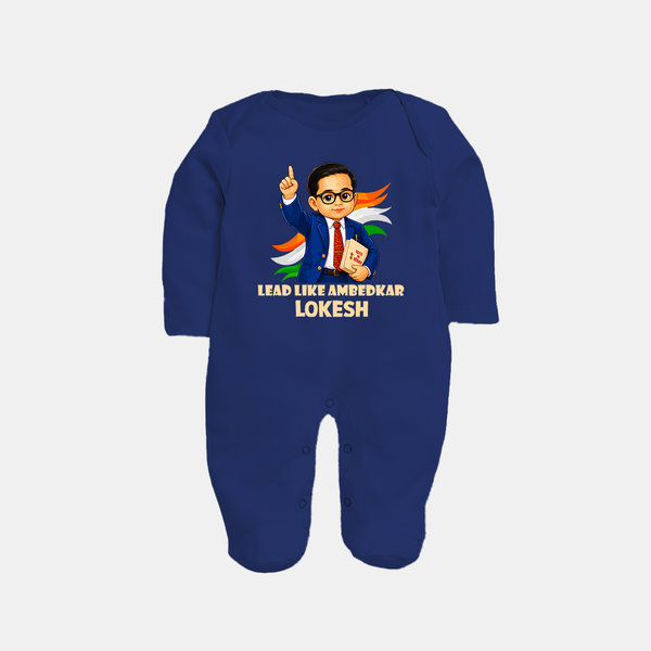Lead Like Ambedkar Personalized Fullbody suit - NAVY BLUE - New Born (Chest 7.5")