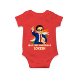 Lead Like Ambedkar Personalized Baby Romper - RED - New Born (Chest 14")
