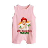 Little Swaraj Hero Personalized Button Romper - BABY PINK - New Born (Chest 18")