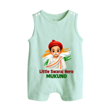 Little Swaraj Hero Personalized Button Romper - MINT GREEN - New Born (Chest 18")