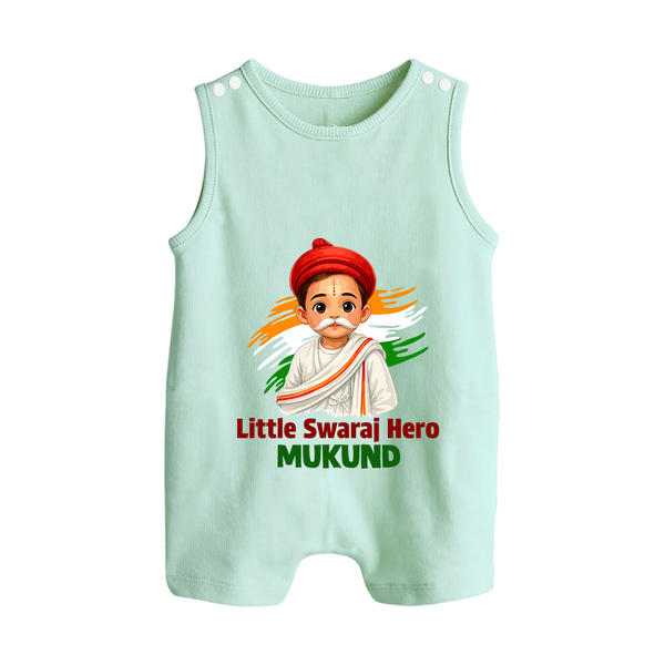 Little Swaraj Hero Personalized Button Romper - MINT GREEN - New Born (Chest 18")