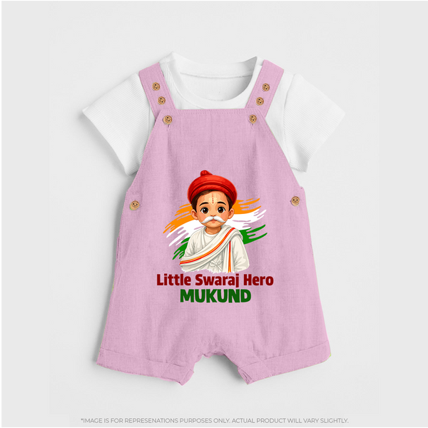 Little Swaraj Hero Personalized Dungaree - BABY PINK - 0 - 5 Months Old (Chest 18")