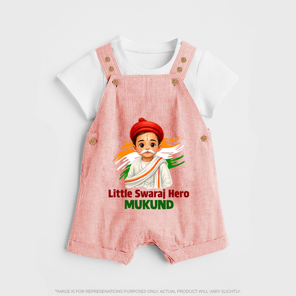 Little Swaraj Hero Personalized Dungaree - PEACH - 0 - 5 Months Old (Chest 18")