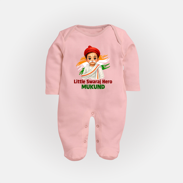 Little Swaraj Hero Personalized Fullbody suit - BABY PINK - New Born (Chest 7.5")
