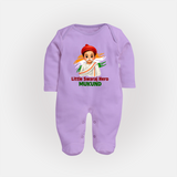 Little Swaraj Hero Personalized Fullbody suit - LILAC - New Born (Chest 7.5")