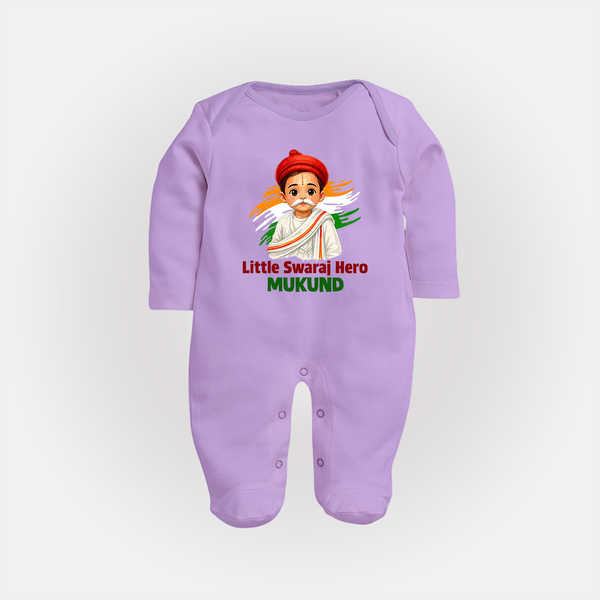 Little Swaraj Hero Personalized Fullbody suit - LILAC - New Born (Chest 7.5")