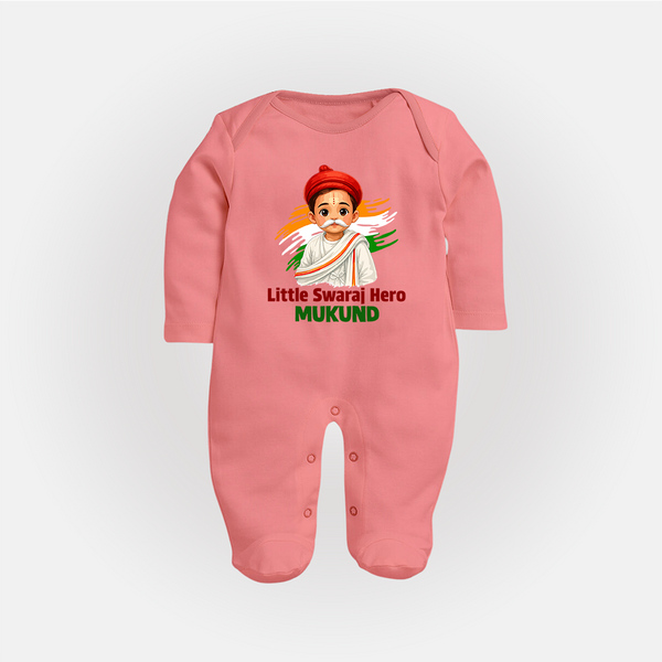 Little Swaraj Hero Personalized Fullbody suit - PEACH - New Born (Chest 7.5")