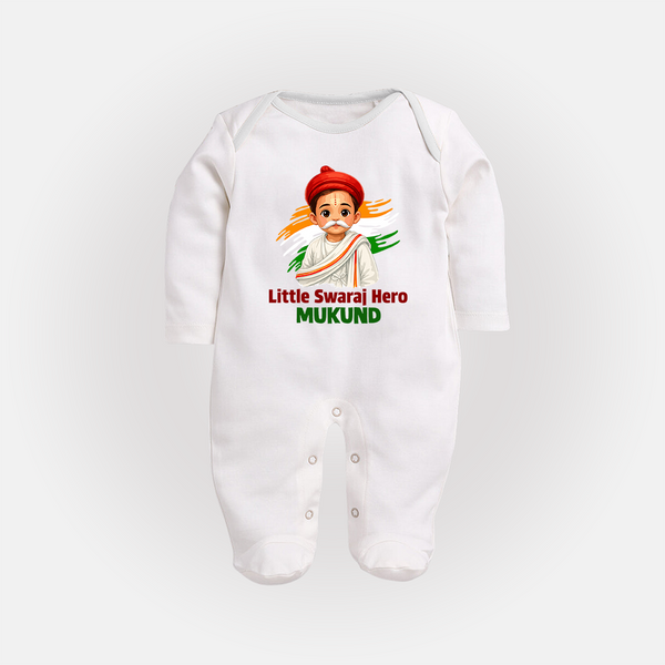 Little Swaraj Hero Personalized Fullbody suit - WHITE - New Born (Chest 7.5")