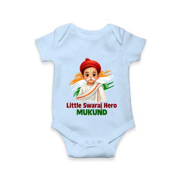 Little Swaraj Hero Personalized Baby Romper - BABY BLUE - New Born (Chest 14")