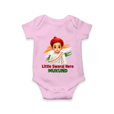 Little Swaraj Hero Personalized Baby Romper - BABY PINK - New Born (Chest 14")