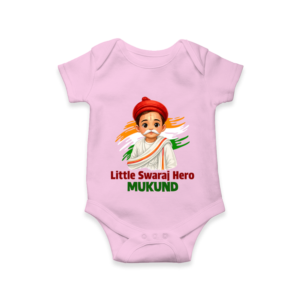 Little Swaraj Hero Personalized Baby Romper - BABY PINK - New Born (Chest 14")