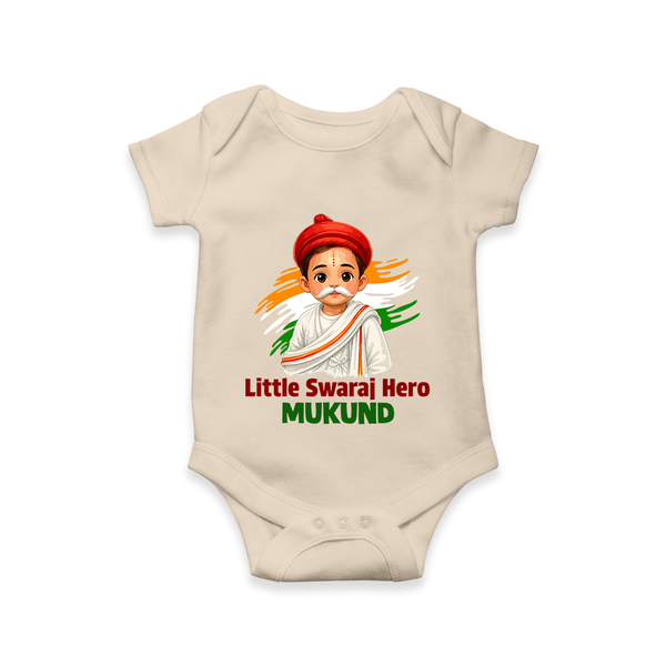 Little Swaraj Hero Personalized Baby Romper - IVORY - New Born (Chest 14")