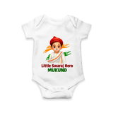 Little Swaraj Hero Personalized Baby Romper - WHITE - New Born (Chest 14")