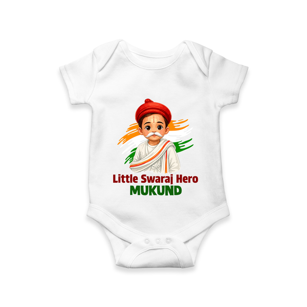 Little Swaraj Hero Personalized Baby Romper - WHITE - New Born (Chest 14")