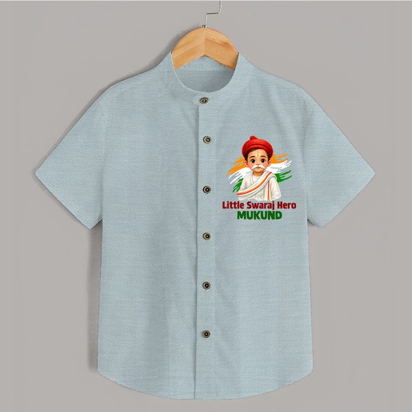 Little Swaraj Hero Personalized Shirt - ARCTIC BLUE - 0 - 6 Months Old (Chest 23")