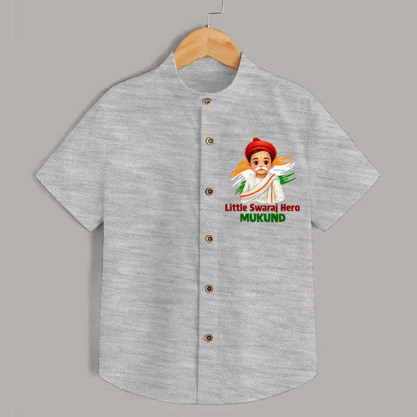Little Swaraj Hero Personalized Shirt - GREY - 0 - 6 Months Old (Chest 23")